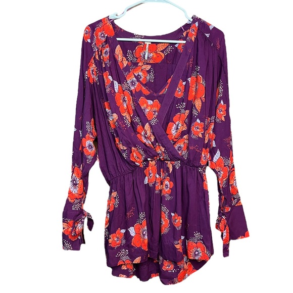 FREE People Tuscan Dream Tunic Floral Long Sleeve With Elastic Waistband Size S - Picture 10 of 11